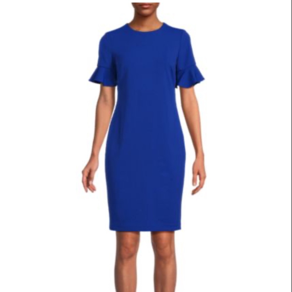 Calvin Klein Blue Midi Dress with Elegant Design
